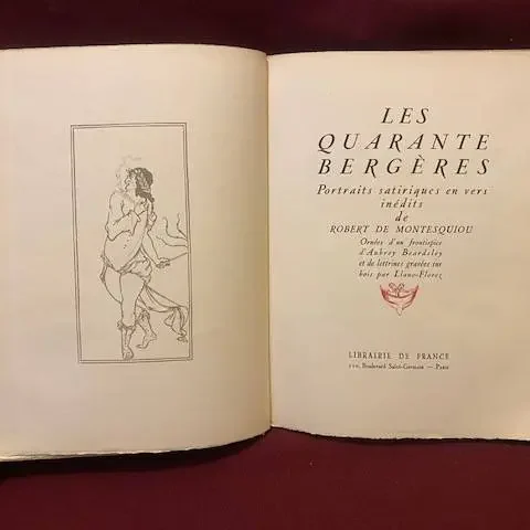 Les quarante bergères. Portraits satiriques en vers inédits par Robert de Montesquiou. Ornées d'un frontespice d'Aubrey Beardsley et de lettrines gravées sur bois par Llano-Florez. 