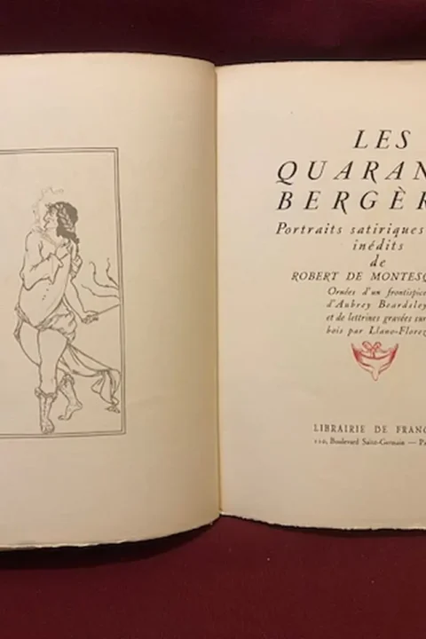 Les quarante bergères. Portraits satiriques en vers inédits par Robert de Montesquiou. Ornées d'un frontespice d'Aubrey Beardsley et de lettrines gravées sur bois par Llano-Florez. 