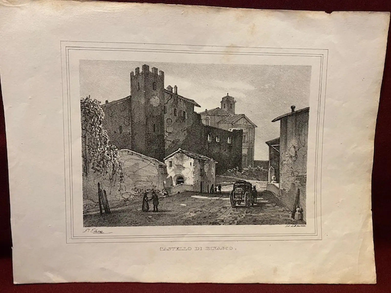 Castello di Binasco. Elena Giuseppe dis. Bertotti lit Castello di Binasco. Elena Giuseppe dis. Bertotti lit.