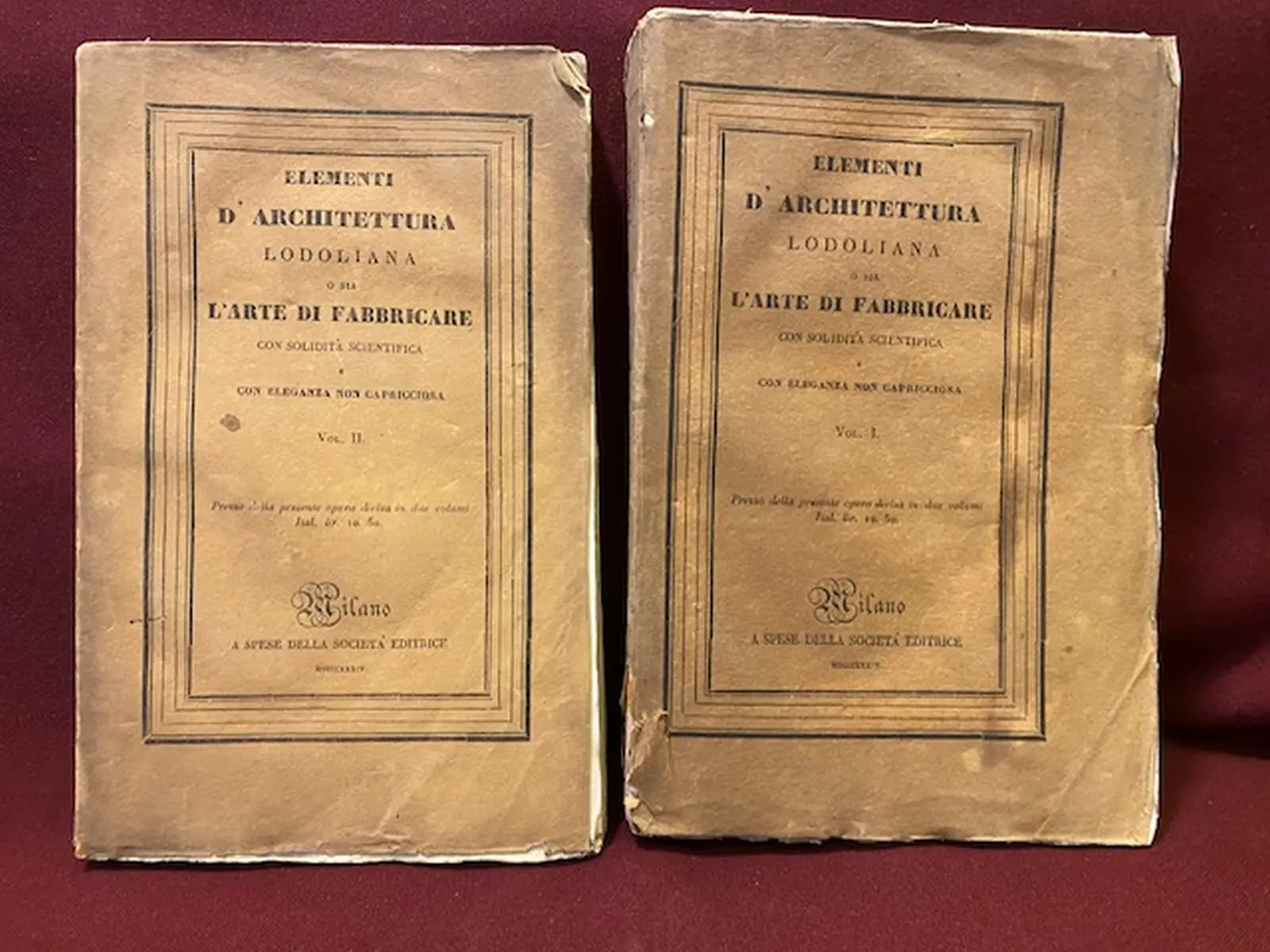 Elementi d'architettura lodoliana ossia l'arte del fabbricare con solidità scientifica e con eleganza non capricciosa Libri Due. Edizione corretta ed accresciuta dall'autore nobile Andrea Memmo, patrizio veneto, cavaliere e procuratore di S. Marco…Tomo I-