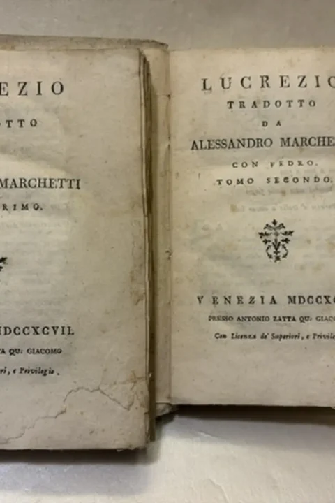 Lucrezio tradotto da Alessandro Marchetti. Della Natura delle Cose. Favole di Fedro.Tomo primo e secondo.